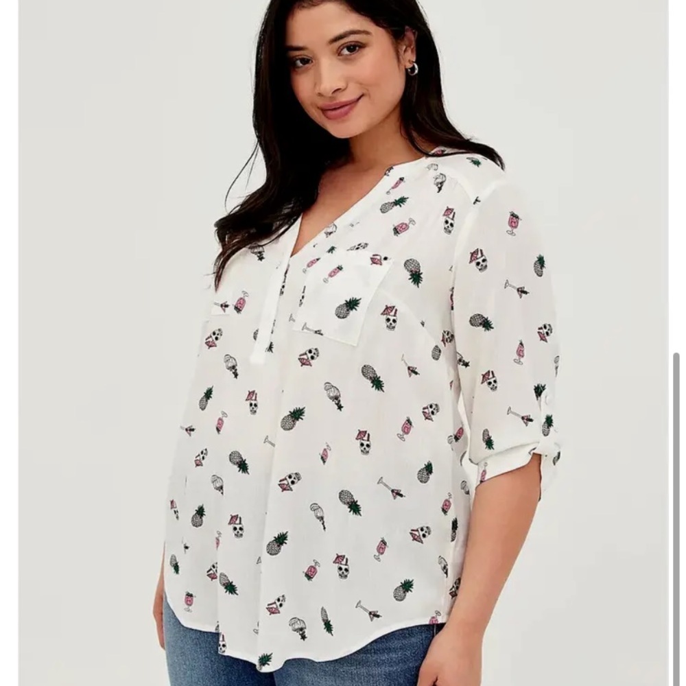 TORRID Harper Pullover Blouse - Happy Hour White